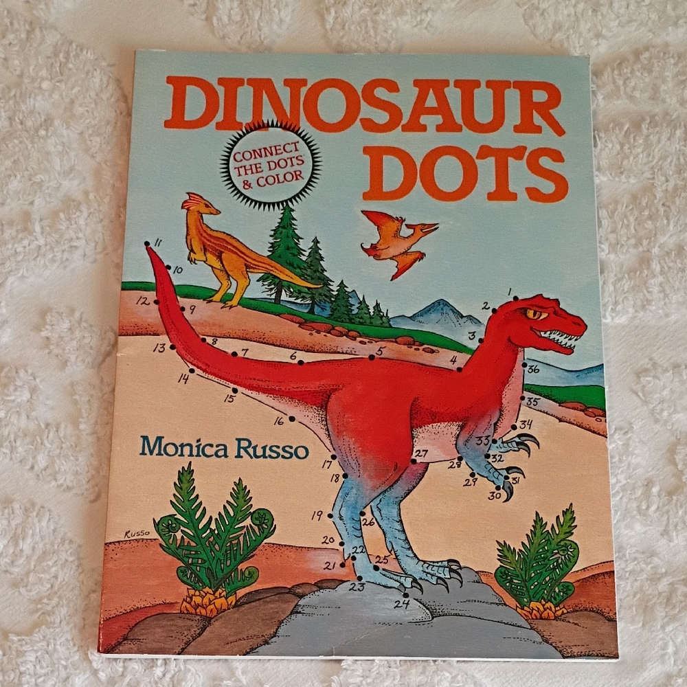 1991 Dinosaur Dots Coloring Book By Monica Russo Vintage